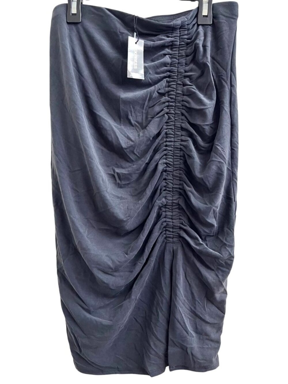 Express Ruched Black Midi Skirt Size Small New With Tags